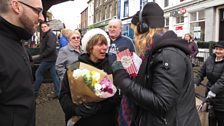 Sophie celebrates her win in the last quest before Christmas with Jenny Harmer, who invited us to North Walsham this week