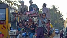 All aboard the tractor taxi, Yangon Delta