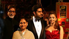 Mr Bachchan with wife Jaya, son Abhishek and daughter-in-law Aishwarya Rai.