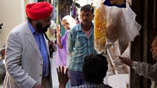 Checking out local produce in a market