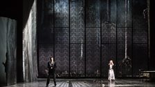 Nadja Michael as Judith and Mikhail Petrenko as Bluebeard in Bartók's Bluebeard's Castle.