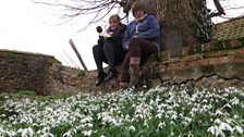 Sophie celebrates her success with treasure-holder Esme, who was hosting a charity snowdrop walk in Brinton