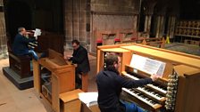 Organ trio (l-r): Nigel Ogden, Geoffrey Woollatt, Benjamin Chewter