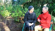 Cherrie chatting with Sam in the woodland.