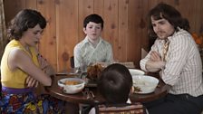 Mum, Malachy, Jamesy and dad round the dinner table