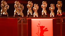 Golden Bears are displayed before being presented as the highest prizes awarded for the best films, actors and crew