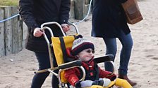 Alison and Ethan on the beach at North Berwick