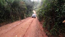 鶹Լ Media Action vehicle travelling along a dirt track in Sierra Leone