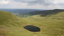 The 'legendary' lake of Cwm Llwch supposed site of the fairy kingdom.