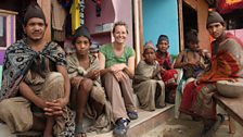 Kate sits down with some Raute boys in the village of Ghodabas