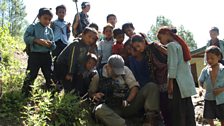 Producer/Director Alexis filming with school kids on their way down to the Raute camp