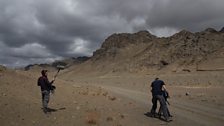 The producer/director and soundman capturing some footage of the Gobi Desert