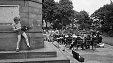 Martin Parr, Three local chapels combine to have an outdoor service. West Vale Park. Hailifax. Calderdale.