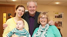 Chrissie, Hilary and baby Tom Russell with Gerry Kelly