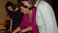 Anne-Marie with archivist Sian Prosser and science historian Dr Rebekah Higgitt, at the Royal Astronomical Society offices.