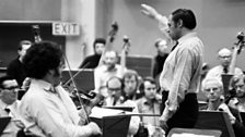 Boulez conducting the 鶹ҳ Symphony Orchestra at Maida Vale, 1973.