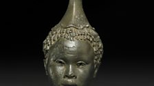 Bronze vessel in the form of the head of a young African woman. Hellenistic, 2nd century BC-1st century BC.