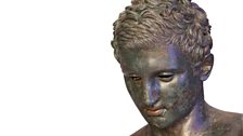 Detail of head of Apoxyomenos. Bronze, Hellenistic or Roman replica after a bronze original from the 4th century BC