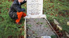 Expert Marc Allum at the grave of Sir Arthur Rostron