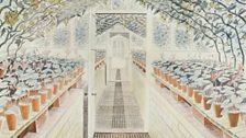 Eric Ravilious, Greenhouse, Cyclamen and Tomatoes, 1935