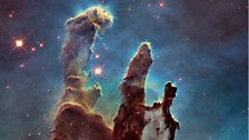 The "Pillars of Creation" from the Eagle Nebula, taken in HD to celebrate Hubble's 25th anniversary