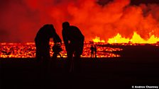 Filming the volcano