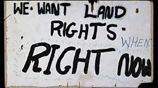 Land rights placard frm the aboriginal Tent embassy, erected, as a site of protest, in 1972