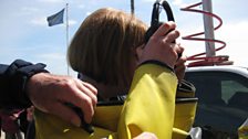 Kirsteen is suited-up for a trip out to the buoy where the treasure was placed