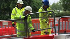 Barrier works on the bridge