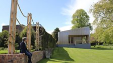 Tom at the pop-up gallery in the gardens at Glyndebourne