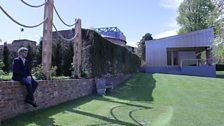 Tom at the pop-up gallery in the gardens at Glyndebourne