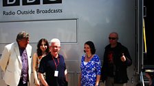 Guests on Radio 3's The Verb backstage on opening Saturday