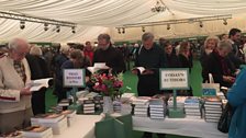 The festival bookshop filling up on Thursday morning