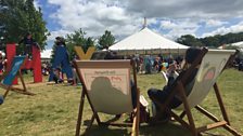 Enjoying the blue sky at Hay