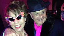 Barry Humphries with Kathy Lette - doing her best Dame Edna impression.