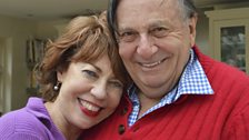 Kathy Lette and Barry Humphries in Kathy's kitchen