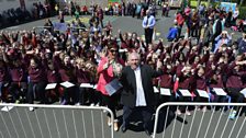 Radio Ulster’s Hugo Duncan broadcast from St Peter's Primary School Moortown