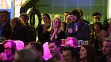 Audience in Pacific Quay foyer