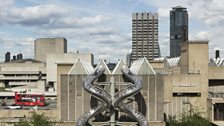 Carsten Holler, Isomeric Slides, during installation at Hayward Gallery