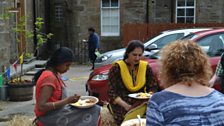 Cooks Schweta and Pria stop for lunch