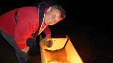 Mark gets ready to catch eels the stone age way in Denmark