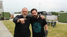 Shawn Crahan & Daniel P. Carter at Download Festival 2015.