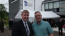 Mervyn Storey MLA and Liam at the opening of Sloan's House in Loughgall