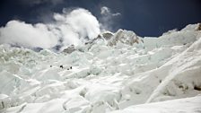 Khumbu Icefall is the most notorious glacier, presenting climbers with a maze of ice blocks which can collapse at any moment