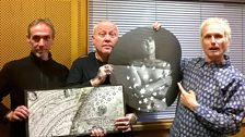 Dusty vinyl: Mark, Lee and David display The Cosmic Wheels LP sleeve complete with "virtual Donovan" insert.