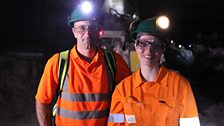 Helen Arney and Sean Paling 1km under the North Sea in the Boulby Potash Mine