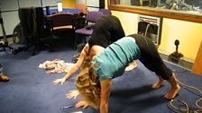 Gillian Tries Yoga...while presenting