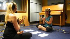 Gillian Tries Yoga...while presenting