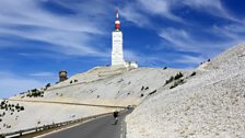 In blistering heat and blinding light, cyclists have to contend with mighty inclines on all three routes up Mont Ventoux