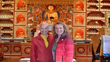 Pennie and Ani in the temple